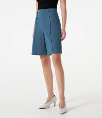 High-waisted Decorative Buttons Work Baggy Bermuda Shorts with Pockets