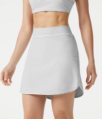 High Waisted Stripe 2-in-1 Bodycon Mini Golf Skirt with Pockets-Longer Length