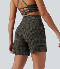 Halara UltraSculpt™ Plaid Ultra High-Waist Drawstring 2-in-1 Yoga Shorts 7" with Pockets
