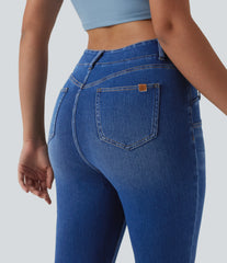 Halara Flex™ Asymmetric Crossover High Waisted Casual Slim Jeans with Pockets