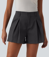 High Waisted Pleated Casual Baggy Shorts with Pockets