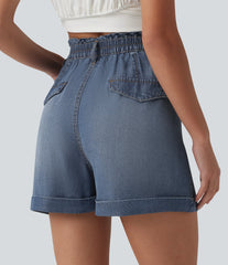 High Waisted Denim Casual Shorts 3'' with Pockets