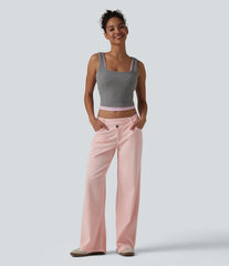 Halara Flex™ Asymmetric Low Rise Wide Leg Colorful Casual Jeans with Pockets