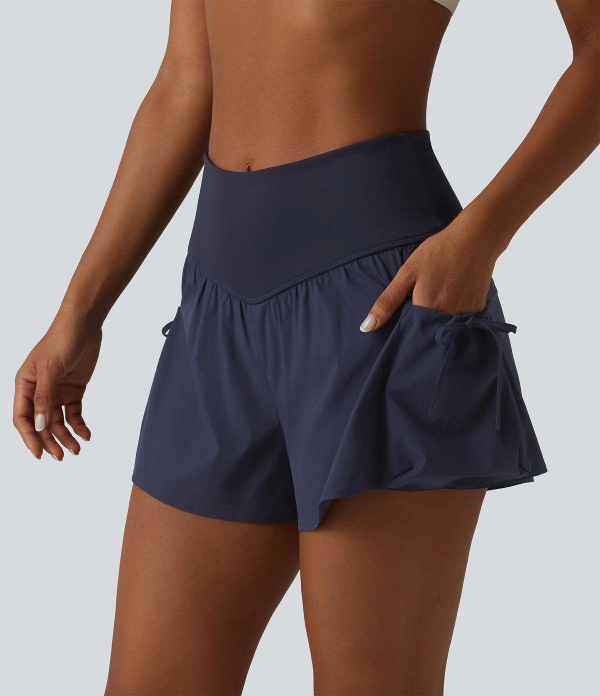 High Waisted 2-in-1 Workout Baggy Shorts with Pockets