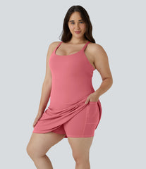 Everyday SoftlyZero™ Plush 2-in-1 Flare Plus Size Activity Dress-Wannabe-Longer Length
