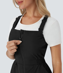 Water Repellent Wear-Resistant Zipper Pockets Camping Short Overalls