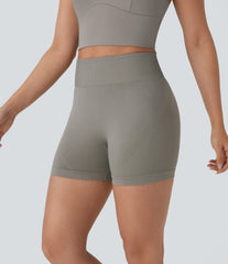 OneForm Seamless Flow High Waisted Ruched Yoga Biker Shorts 4''