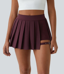 Breezeful™ High Waisted Pleated 2-in-1 Pocket Adjustable Buckle Micro Mini Quick Dry Party Skirt