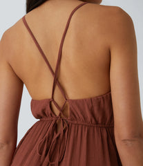 Spaghetti Strap Lace Up Pocket Jumpsuit