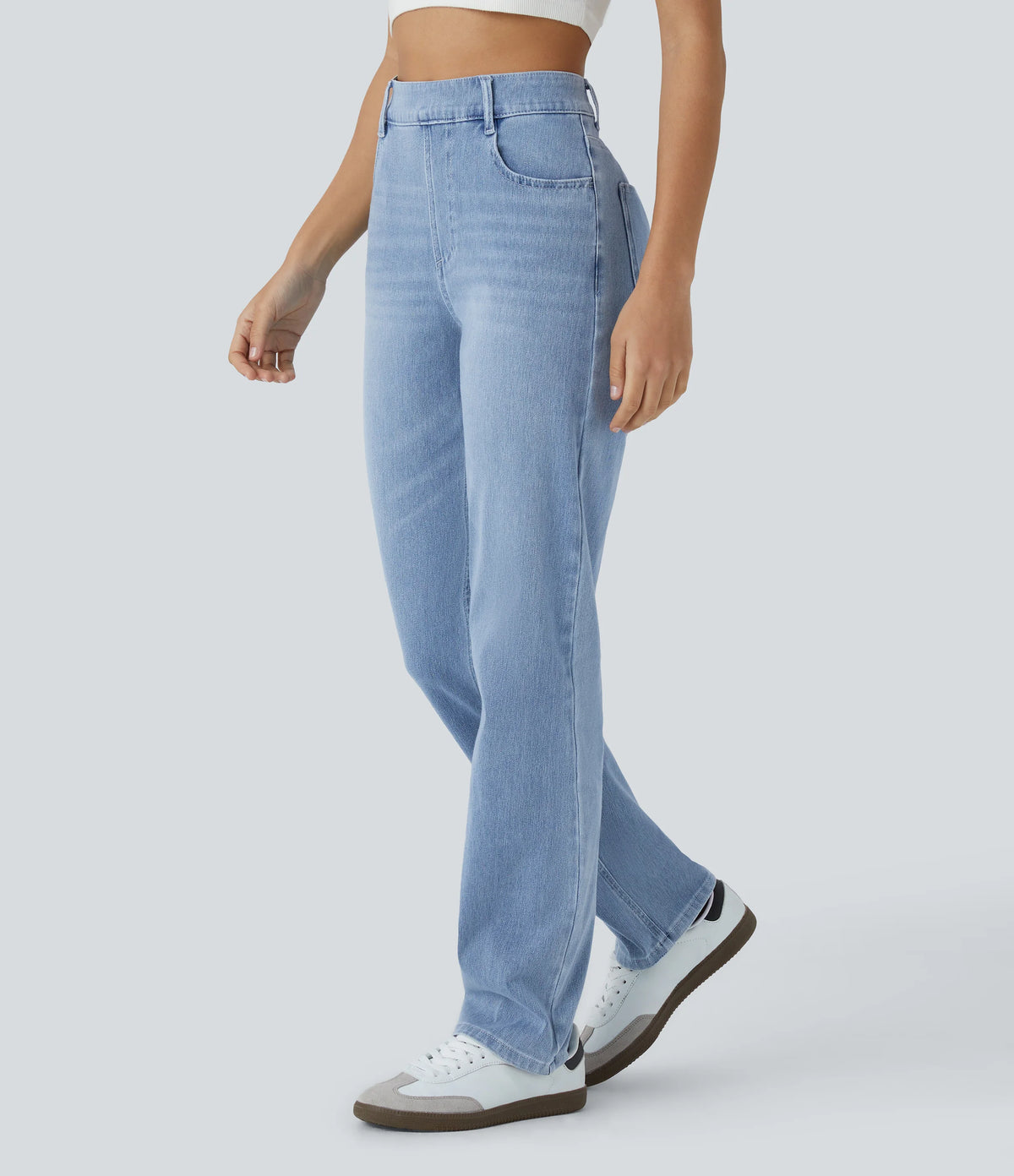 Halara Flex™ High Waisted Pockets Straight Leg InstantCool Washed Casual Jeans