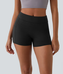 SoftlyZero™ Airy High Waisted Pocket Plain Cool Touch Yoga Shorts 3.5"-UPF50+