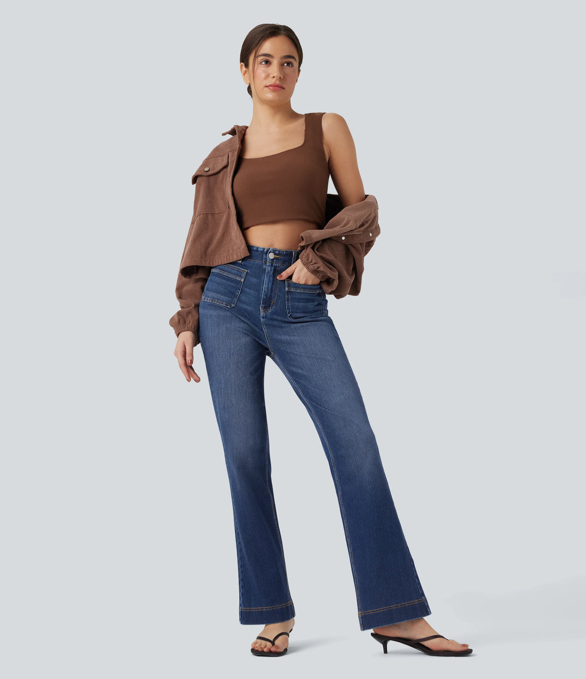 Halara Flex™ High-waisted Casual Slim Bootcut Jeans with Pockets