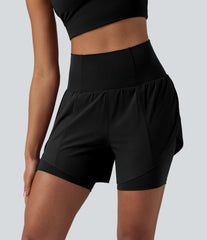 Breezeful™ Super High Waisted Curved Hem 2-in-1 Quick Dry Yoga Shorts 5'' with Pocket