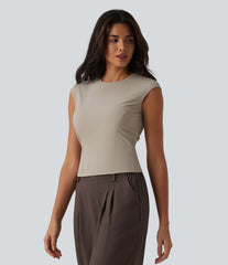 Round Neck Cap Sleeve Casual T-Shirt