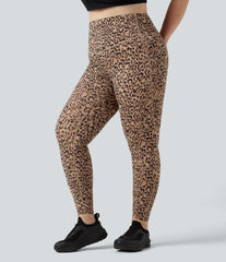 Plus Size Halara UltraSculpt™ Leopard Print High Waisted Tummy Control Yoga Leggings with Pockets