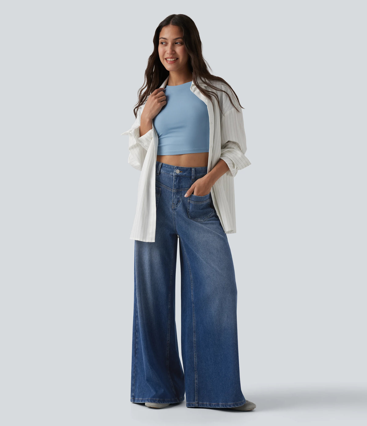Halara Flex™ Mid Rise Casual Baggy Jeans with Pockets