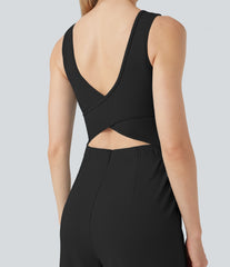 Crossover Casual Jumpsuit with Pockets-Easy Peezy Edition