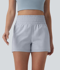High Waisted Quick Dry Crinkle Casual Baggy Shorts with Pockets