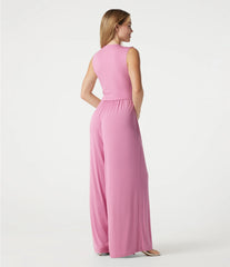 Ribbed V Neck Sleeveless Ruched Built-in Bra Casual Jumpsuit with Pockets-Easy Peezy Edition