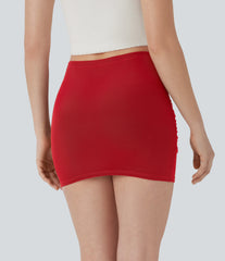 High Waisted Contrast Mesh Bodycon Mini Casual Skirt