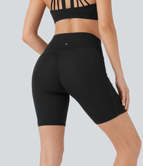 SoftlyZero™ QuickDry High Waisted Tummy Control Ruched Running Biker Shorts 7''