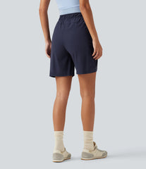 High Waisted Drawstring Bermuda Quick Dry Cool Touch Casual Cargo Shorts 7'' with Pockets-UPF40+