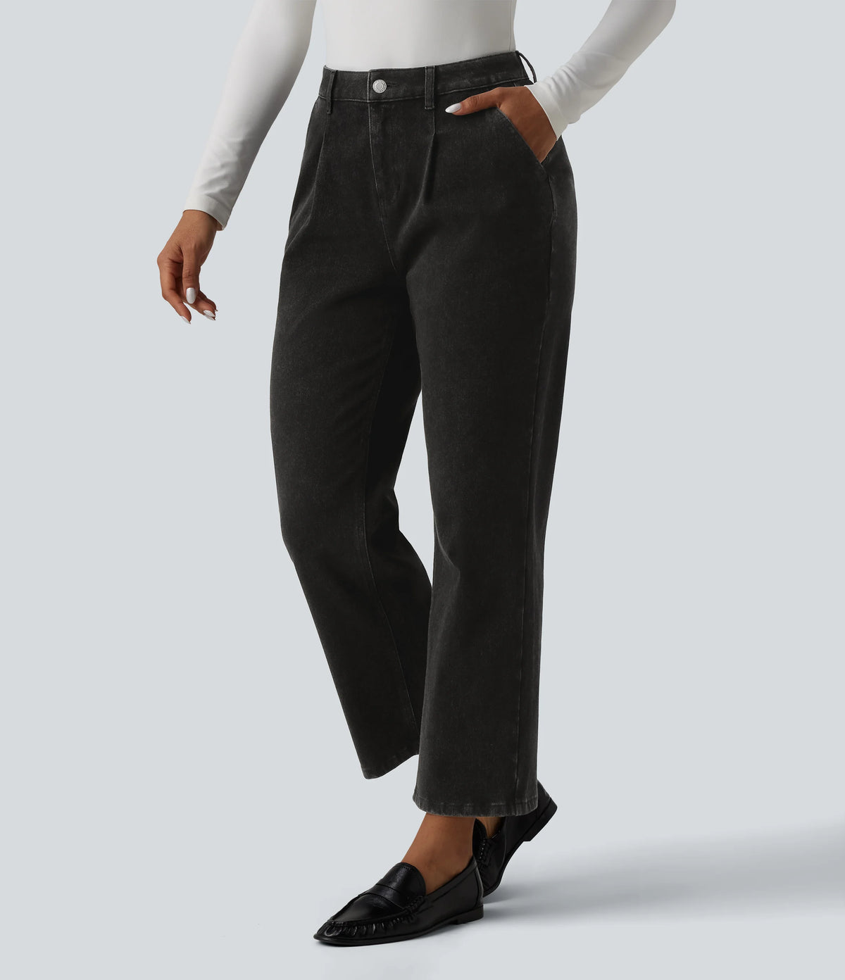 Halara Flex™ High Waisted 7/8 Casual Straight Leg Jeans with pockets