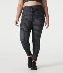 Plus Size Halara UltraSculpt™ Check Plaid Print High Waisted Drawstring Yoga Leggings with Pockets