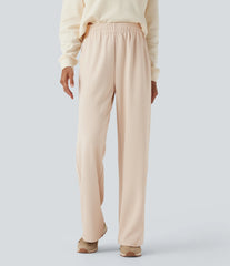 Mid Rise Straight Leg Workout Pants with Pockets