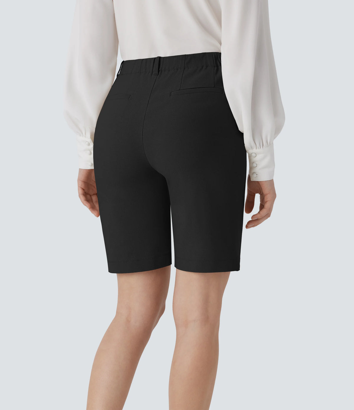 Mid Rise Zipper Pocket Work Bermuda Shorts 9''