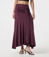 Mid Rise Ruched Mermaid Maxi Party Skirt