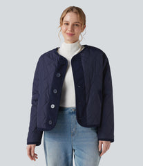 Reversible Long Sleeve Casual Sherpa Jacket with Pockets (Two Looks in One)
