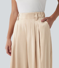 Halara Flex™ High Waisted Wide Leg Satin Work Pants with Pockets