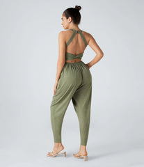 U Neck Pocket Harem Casual Jumpsuit-Easy Peezy Edition