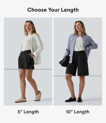 DayStretch Asymmetric Mid Rise Work Bermuda Shorts 10'' with Pockets
