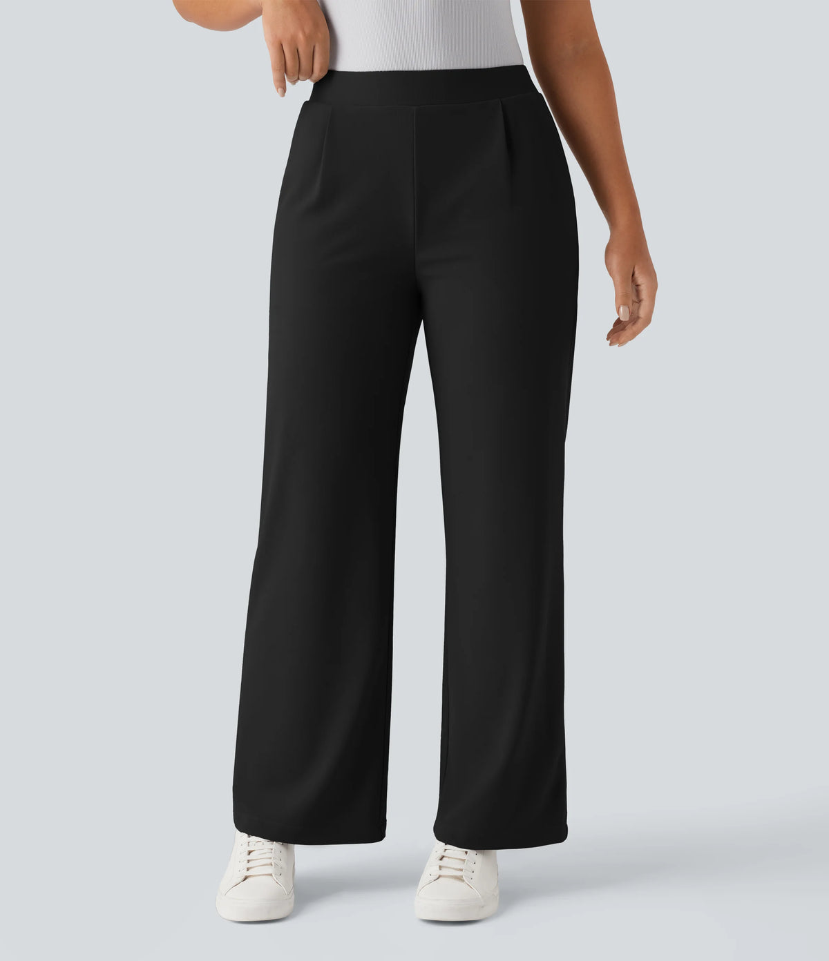 Halara Flex™ High Waisted Tummy Control Body Sculpt Waist-Slimming Wide Leg Micro Waffle Work Pants with Pockets