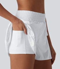Breezeful™ High Waisted Pleated 2-in-1 Quick Dry Hiking Baggy Shorts with Pockets