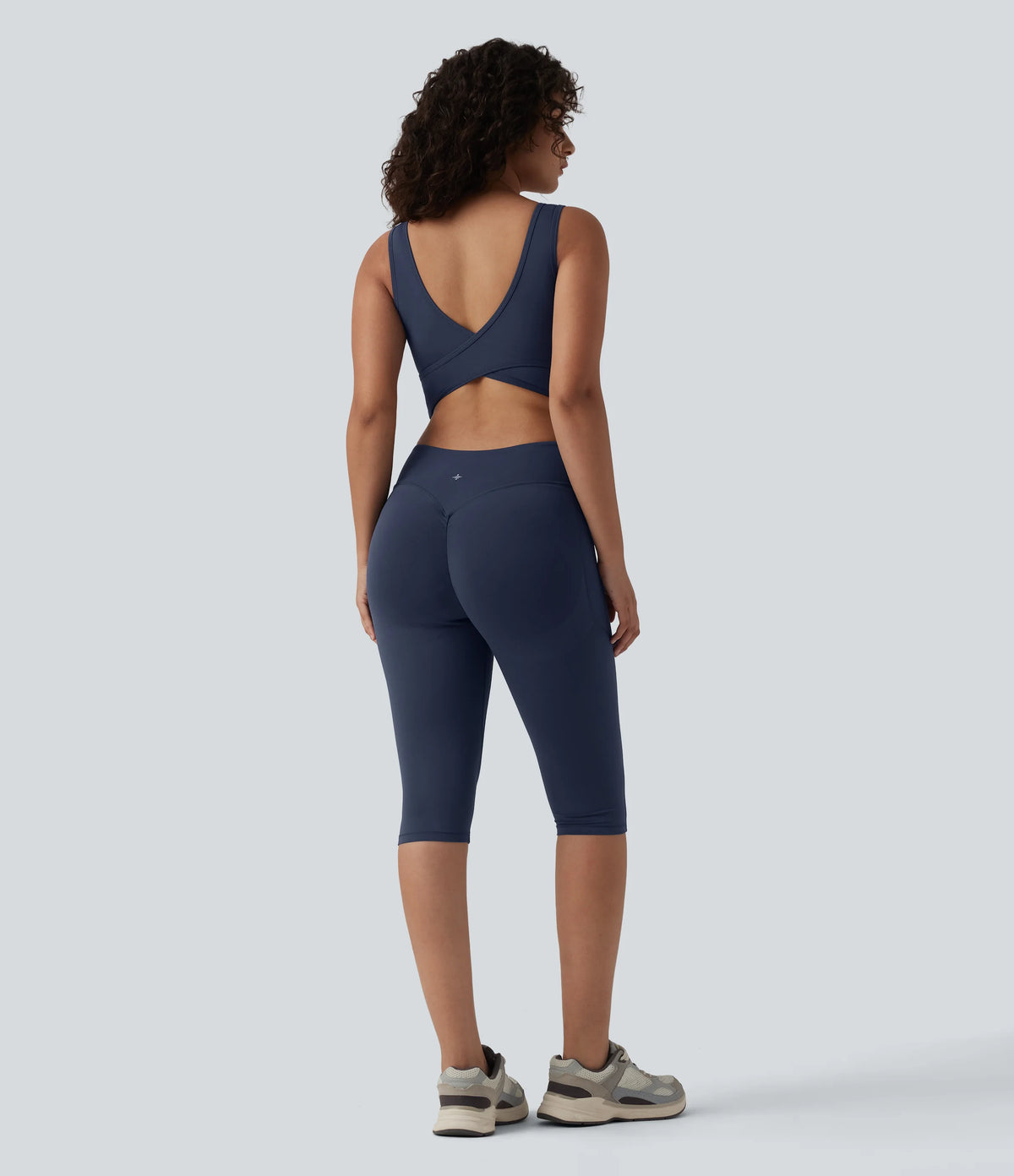 Halara UltraSculpt™ V Neck Tummy Control Butt Lifting Workout Jumpsuit with Pockets-Easy Peezy Edition