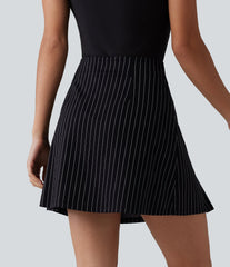 High Waisted Longer Mini 2-in-1 InstantCool Stripe Work A-Line Skirt