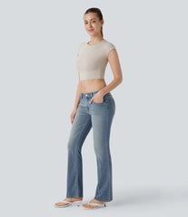Halara Flex™ Low Rise Pockets Washed Casual Bootcut Jeans