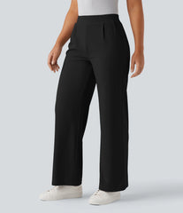 Halara Flex™ High Waisted Tummy Control Body Sculpt Waist-Slimming Wide Leg Micro Waffle Work Pants with Pockets