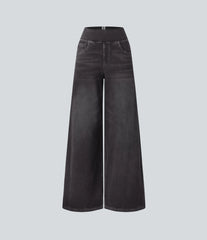 Halara Flex™ High Waisted Pockets Baggy Wide Leg Washed Casual Jeans