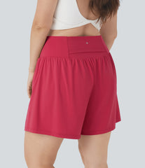 SoftlyZero™ Airy Super High Waisted 2-in-1 InstantCool Yoga Plus Size Shorts 7" with Pockets