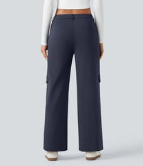SoftlyZero™ Plush Thermal Mid Rise Work Straight-leg Pants with Pockets