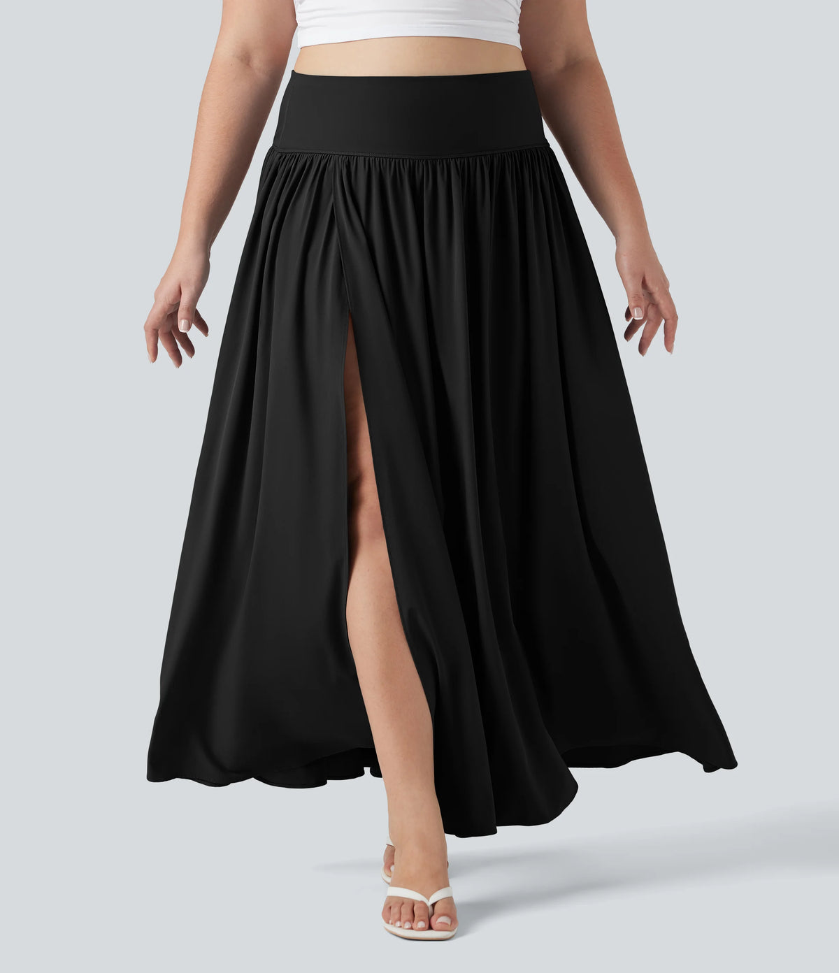 Breezeful™ High Waisted Tummy Control 2-in-1 Flowy Quick Dry Maxi Plus Size Skirt