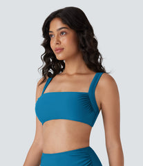 Square Neck Ruched Bikini Top Swimsuit