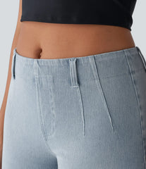 Halara Flex™ Mid Rise Pockets Skinny InstantCool Washed Denim Casual Shorts