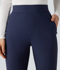 High Waisted Fleece Workout Tapered Pants with Pockets