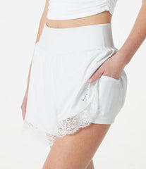 Softlyzero™ Airy High Waisted Tummy Control Lace Hem 2-in-1 InstantCool Running Shorts 3'' with Pockets-UPF50+