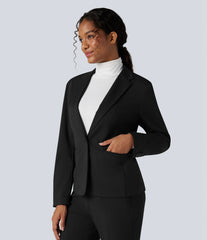 Halara Flex™ Suit Wrinkle Recovery Notched Collar Long Sleeve Slim Work Blazer with Pockets